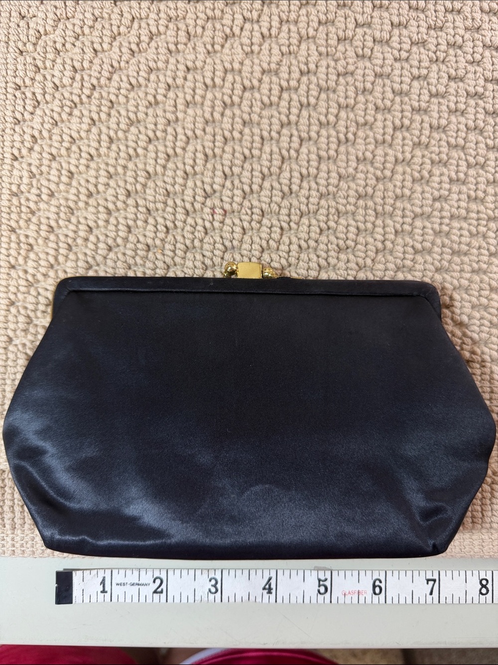 Vintage Ingber USA Black Satin Convertible Chain Clutch Evening Bag